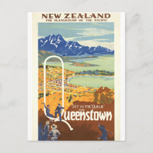 Queenstown, Neuseeland Vintage Travel Postkarte