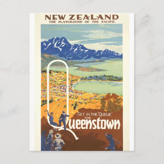 Queenstown, Neuseeland Vintage Travel Postkarte (Vorderseite)