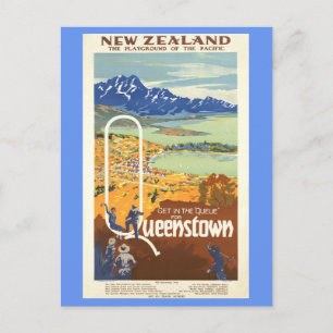 Queenstown, Neuseeland Vintage Travel Postkarte