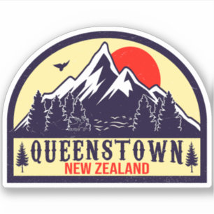 Queenstown Neuseeland Vintager Retro-Berg Aufkleber