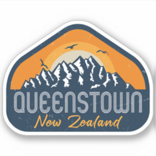 Queenstown Neuseeland Vintager Retro-Bergski Aufkleber