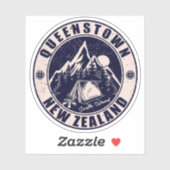 Queenstown Neuseeland Vintager Retro-Bergski Aufkleber (Blatt)