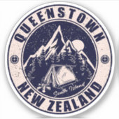 Queenstown Neuseeland Vintager Retro-Bergski Aufkleber (Vorderseite)