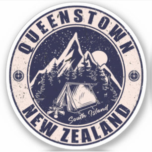 Queenstown Neuseeland Vintager Retro-Bergski Aufkleber