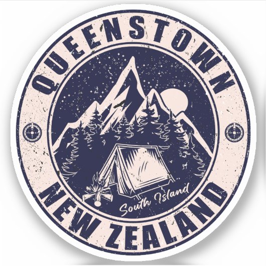 Queenstown Neuseeland Vintager Retro-Bergski Aufkleber (Vorderseite)