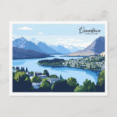 Queenstown New Zealand Illustration Travel Postkarte (Vorderseite)