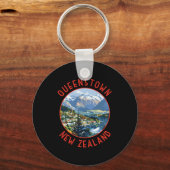 Queenstown New Zealand Retro Distressed Circle Schlüsselanhänger (Vorderseite)