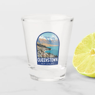 Queenstown New Zealand Travel Art Vintag Schnapsglas