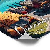 Queenstown New Zealand Vintage-Reise-Abbildung Poster (Ecke)