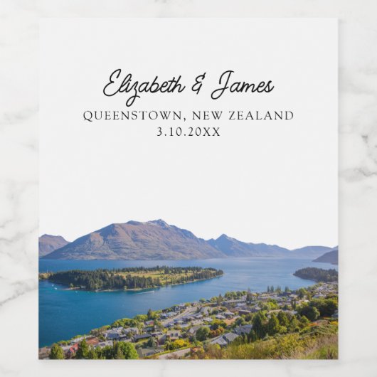 Queenstown Wedding Neuseeland Gevor Weinetikett (Einzelnes Label)