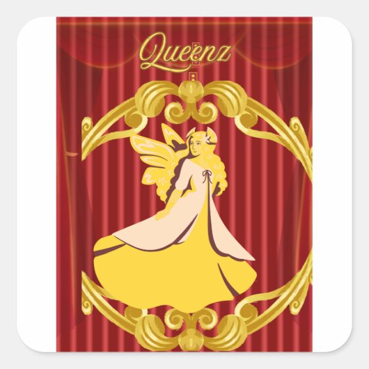 Queenz Quadratischer Aufkleber (Vorderseite)