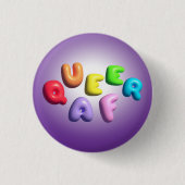 Queer AF 3D-Regenbogenknopf Button (Vorderseite)