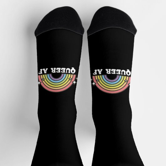 Queer AF Rainbow Gay Lesbian Trans Bisexual LGBTQ Socken (Oben)