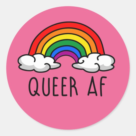 QUEER AF-T - Shirt Runder Aufkleber (Vorderseite)
