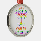 Queer Baum des Lebens Zazzle.png Silbernes Ornament (Rechts)