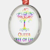 Queer Baum des Lebens Zazzle.png Silbernes Ornament (Links)