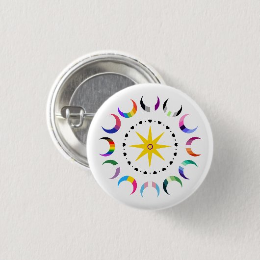 Queer Crescent Pride Monde Button (Vorne & Hinten)
