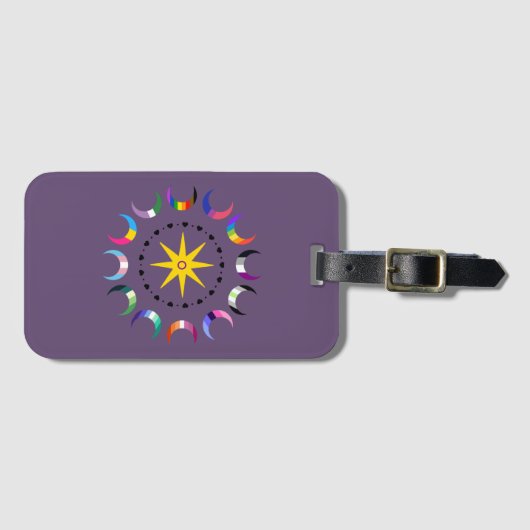 Queer Crescent Pride Monde Gepäckanhänger (Vorderseite (Horizontal))