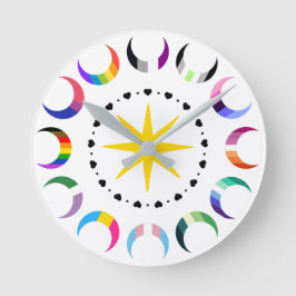 Queer Crescent Pride Monde Runde Wanduhr