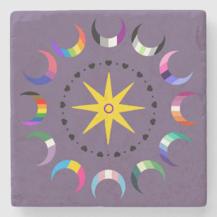Queer Crescent Pride Monde Steinuntersetzer