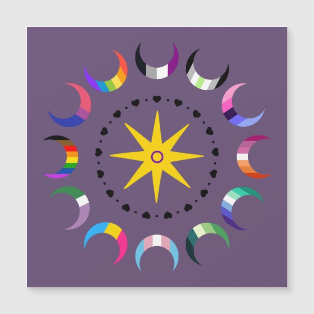 Queer Crescent Pride Moons Magnet (Vorderseite)