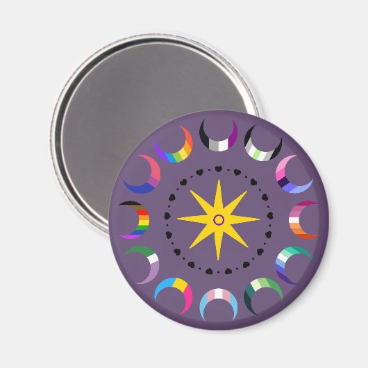 Queer Crescent Pride Moons Magnet (Vorderseite/Rückseite)
