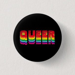 Queer Gay Pride lgbtq Regenbogenretro-Typografie Button