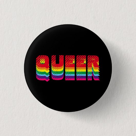 Queer Gay Pride lgbtq Regenbogenretro-Typografie Button (Vorderseite)