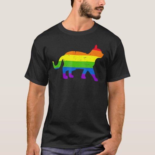Queer Gay Pride Rainbow Flag Cat Cat Owner LGBTQ T-Shirt (Vorderseite)