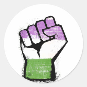 Queer / Genderqueer Stolzfaust Runder Aufkleber