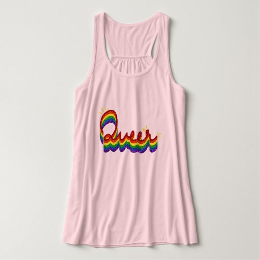 Queer Glitzer Pride Rainbow Tank Top (Design Vorderseite)