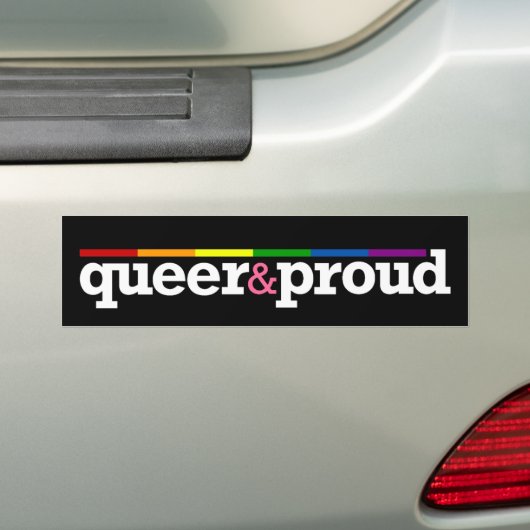 Queer&proud schwarzer Autoaufkleber (Auf Auto)