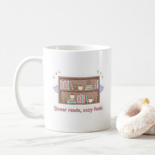 Queer Reads Cozy Feels – LGBTQ Pride Lesestil Kaffeetasse (Mit Donut)
