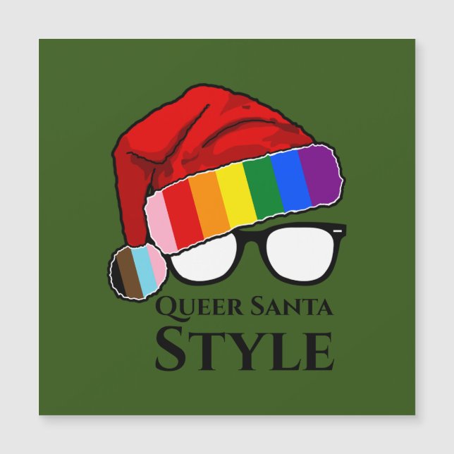 Queer Santa Style-Hut und Sonnenbrillen-Magnet Magnetkarte (Vorderseite)