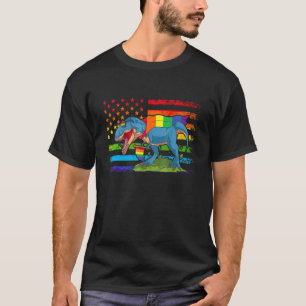 Queer Stolz Soziale Bewegung Trex Dino Dinosau T-Shirt