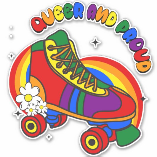 Queer und solider Regenbogen-Skate Aufkleber (Vorderseite)