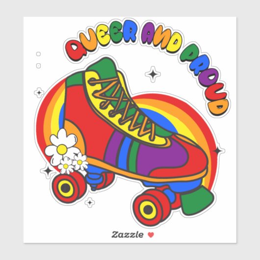 Queer und solider Regenbogen-Skate Aufkleber (Blatt)