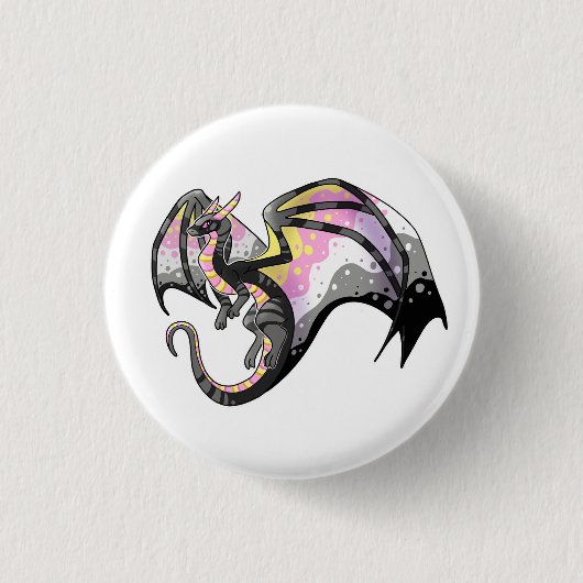 Queerplatonic Pride Dragon Button (Vorderseite)