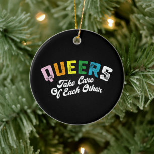 Queers kümmern sich umeinander LGBT Stolz Schwul Keramik Ornament