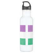 Quees, grünes, Lila, weißes LGBTQ+ Edelstahlflasche (Rückseite)
