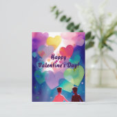 Quees Paar in Liebe mit Herzen Postkarte (Stehend Vorderseite)