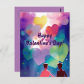 Quees Paar in Liebe mit Herzen Postkarte (Vorne/Hinten)