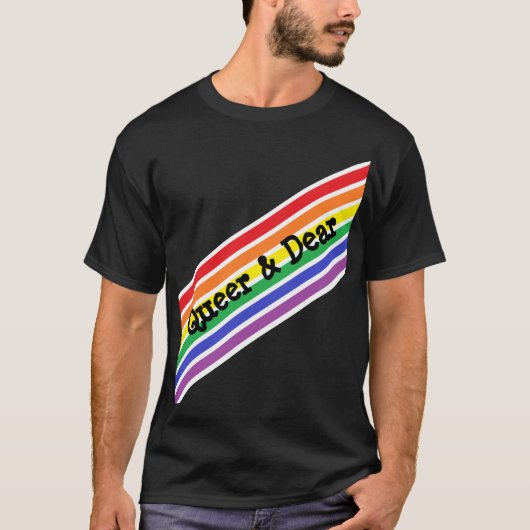 Quees und liebes Diagonal Rainbow Shirt (Vorderseite)