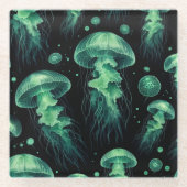 Quellyfish Glow Glasuntersetzer (Vorderseite)