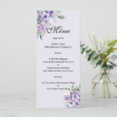 Quenceanera Lavender floral Menu Menükarte (Stehend Vorderseite)