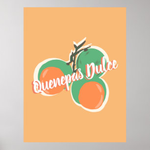 Quenepas Spanische Limes Frucht Handgezeichnet Poster