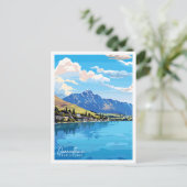 Quenstown Neuseeland Vintage Illustration Postkarte (Stehend Vorderseite)