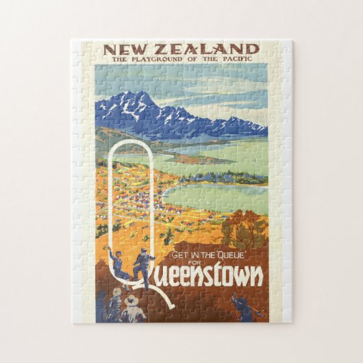 Quenstown, Neuseeland ~ Vintage Travel Puzzle (Vertikal)