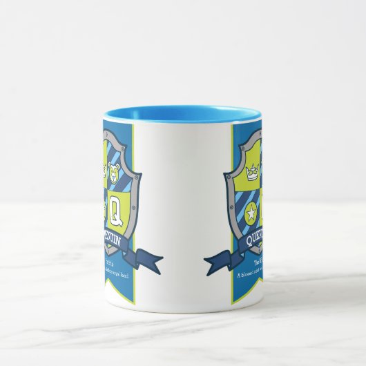 Quentin Letter Q Wappen blau grün, was Tasse bedeu (Zentrum)