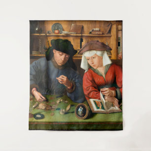 Quentin Matsys - Der Geldwechsler und seine Frau Wandteppich